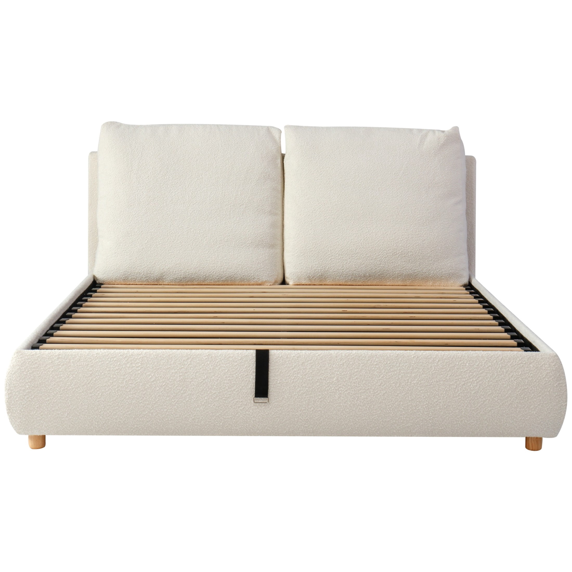 Christopher Knight Home King Upholstered Storage Bed, Hydraulic Lift Platform, Removable Headrests, Cream White