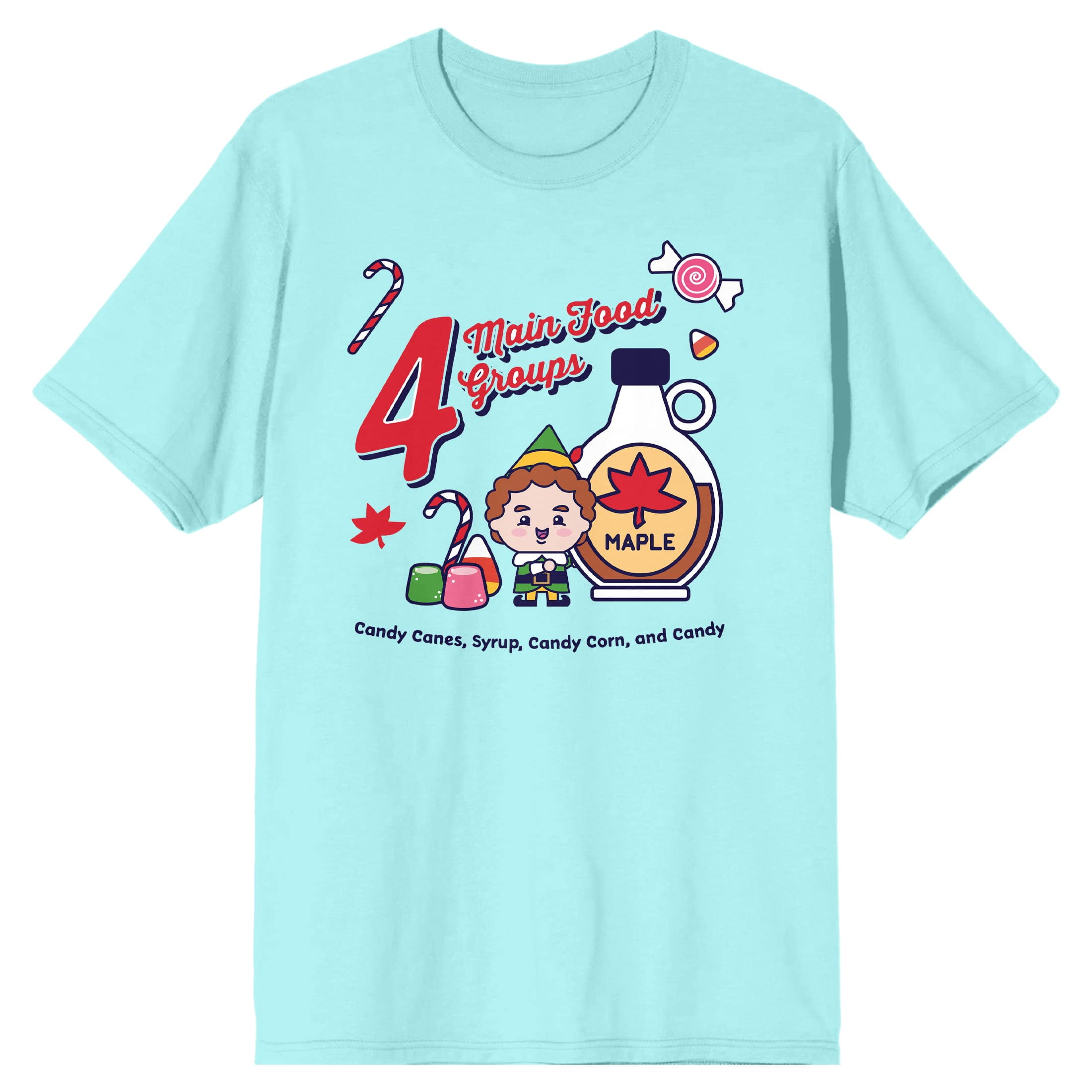 Four Main Food Groups Elf Movie Men's Celadon T-Shirt-XXL