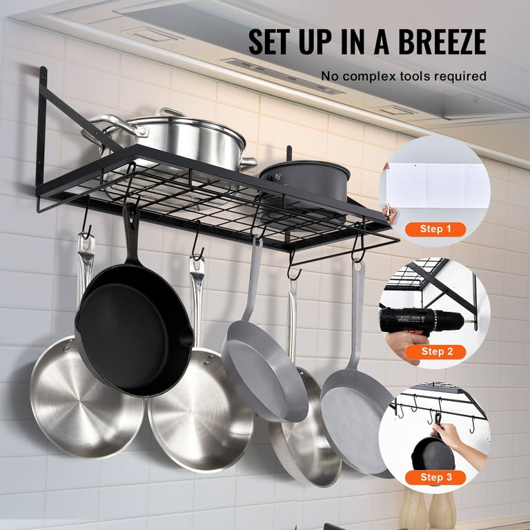 Pot and pan holder wall clearance
