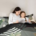 thumbnail image 4 of Castle Fairy Boho Tropical Leaf Twin Comforter Sets 3-Piece for Kids, Geometric Print Bedding Set for Bedroom, Green Black,Black Reversible, 4 of 6