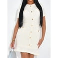 thumbnail image 3 of Women'S Dress Short Sleeve Elegant Wedding Cocktail Bodycon Midi Fishtail Dresses White S, 3 of 5