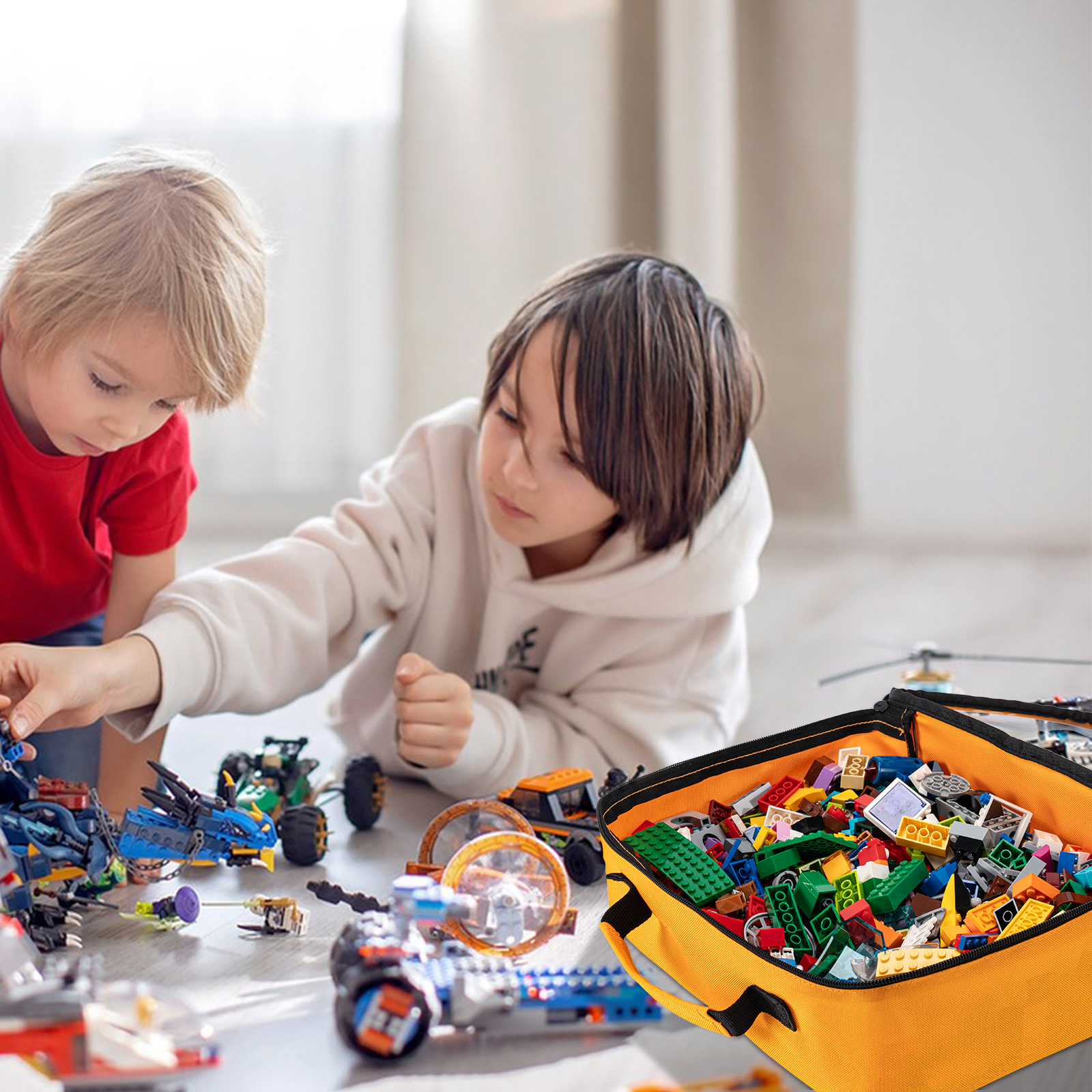 4 PCS Toy Storage Bags, Classic Bricks Building Set Storage Bag, Travel Case for Building Toys, Puzzles