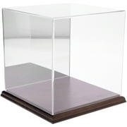 Plymor Clear Acrylic Display Case with Hardwood Base (Mirror Back), 8" x 8" x 8"