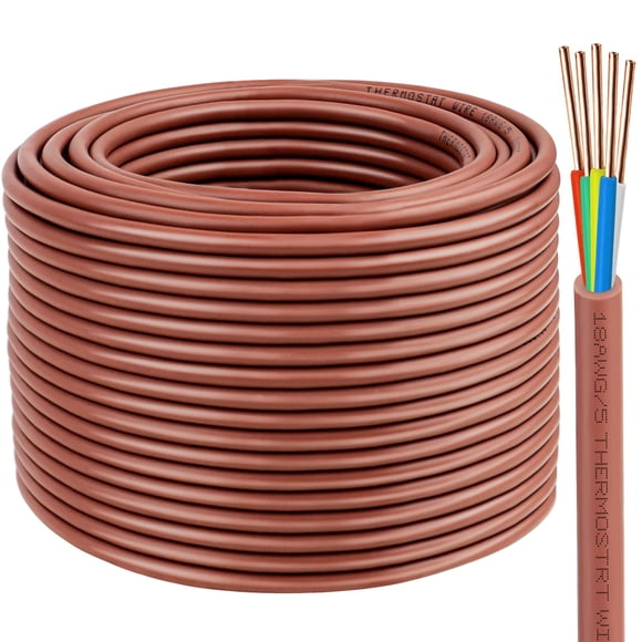 XRDS -RF 18/5 Thermostat Wire - 100 Feet, 5 Conductor Thermostat Cable for HVAC Heating and Cooling - 18 AWG Copper Wire