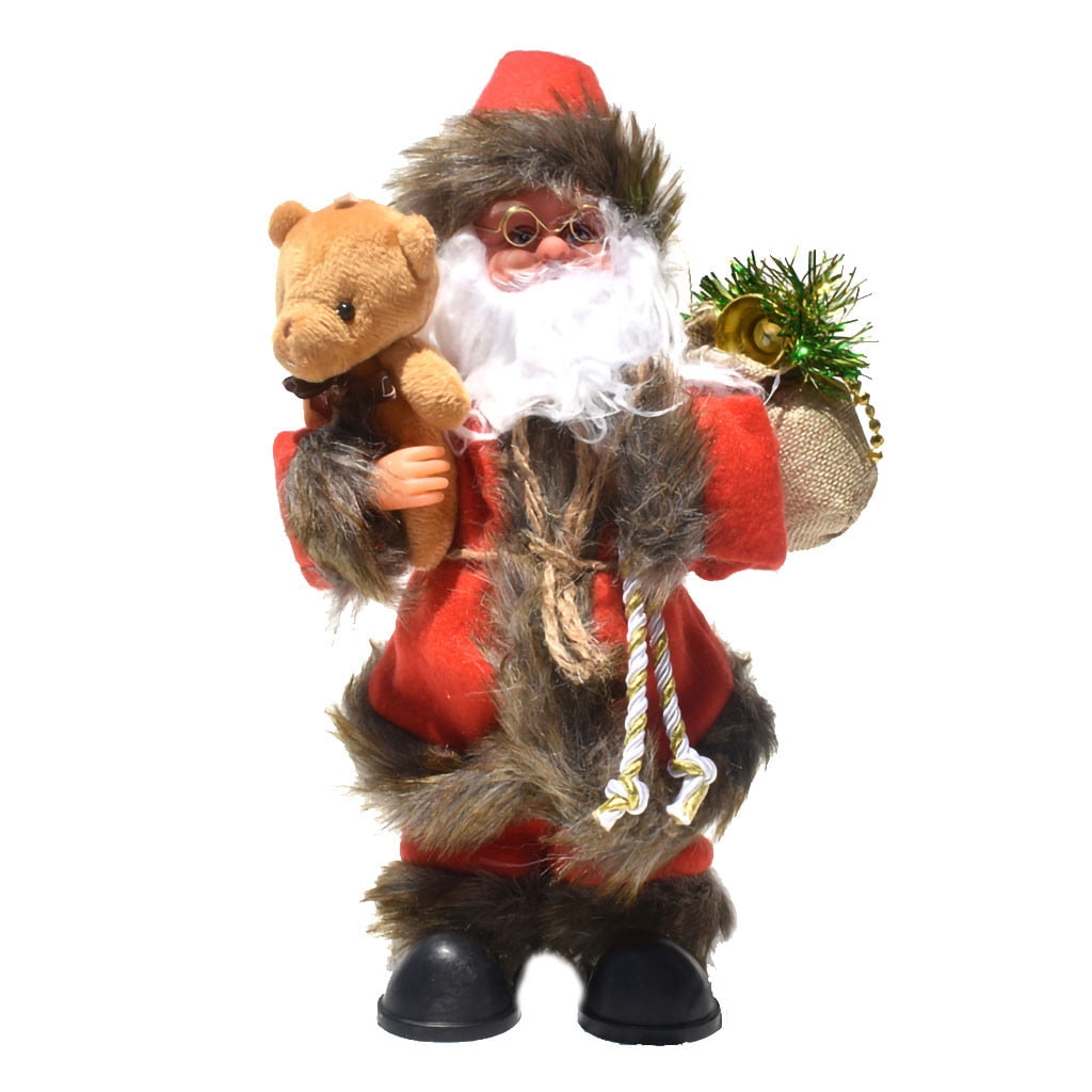 10 inch Resin Forest Santa with Polar Bear & Bird Christmas Decor Figure B141 