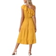 thumbnail image 3 of INSPIRAR CHIC Vestido de Verano de Una Sola Manga con Volantes y Fruncidos Casual en Línea A XS Amarillo, 3 of 6