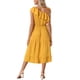 thumbnail image 3 of INSPIRAR CHIC Vestido de Verano de Una Sola Manga con Volantes y Fruncidos Casual en Línea A XS Amarillo, 3 of 6