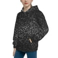 thumbnail image 2 of Picia Black And White Dotted Pattern Youth Hoodie - Warm Pullover Sweatshirt with Kangaroo Pocket, Ideal for Boys and Girls-Large, 2 of 6
