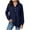 Blue, variant on Women's Hoodies Buttons Collar Hooded Sweatshirts Drawstring Casual Pullover Tops 2025 Fall Outfits (Black, XL)