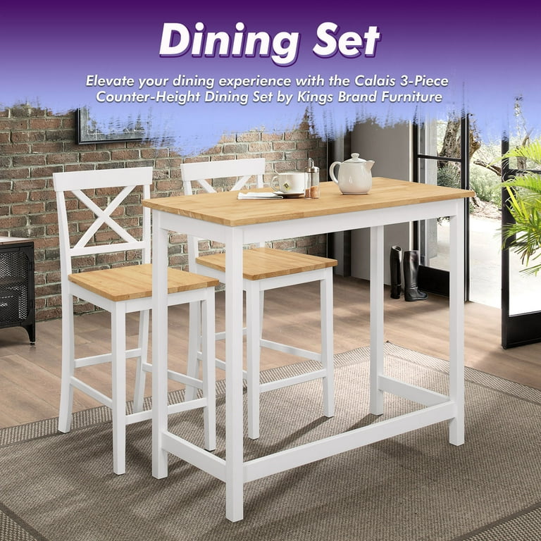 Kings Brand Furniture 3-Piece Counter-Height Kitchen Dining Kings Brand Furniture 3-Piece Counter-Height Kitchen Dining