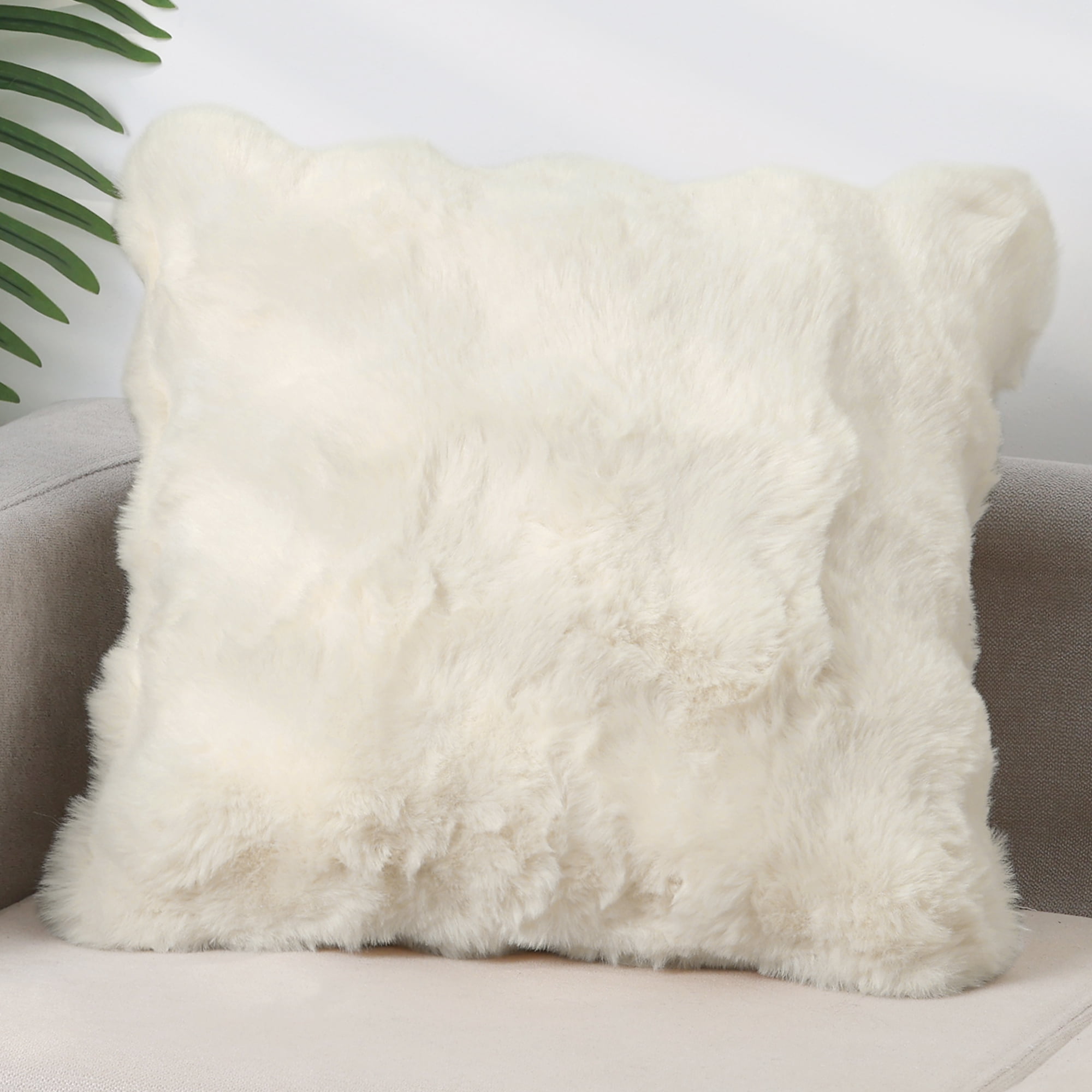 Unique Bargains Faux Fur Cozy Decorative Throw Pillow Covers Soft Plush Pillowcase 1 Pc White 18" x 18"
