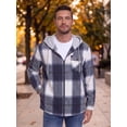 thumbnail image 3 of GIRUNS Men's Plaid Flannel Zip Up Hoodie Jacket Lightweight Casual Shirt Jacket Outerwear Coat Beige Blue 2XL, 3 of 6