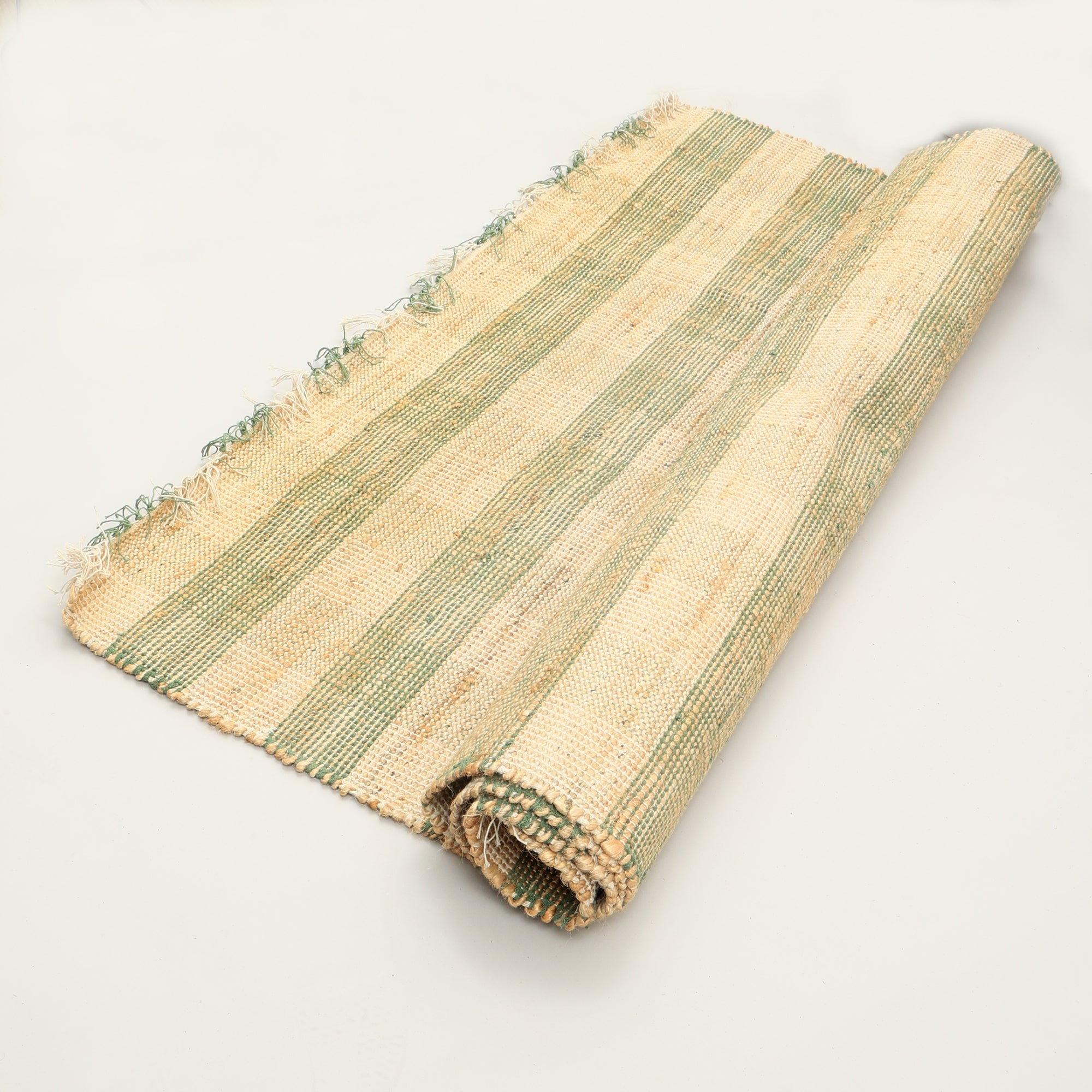 Expobazaar Artisan Hand Woven Jute & Cotton Green Plaid Rug | 5X7 ft | Eco-Friendly | Modern Home Décor | Comfortable & Stylish
