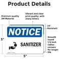 thumbnail image 2 of (2 Pack) Sanitizer Sign With Symbol OSHA Notice Sign 5 Inch X 3.5 Inch Vinyl Label Decal Sticker Weather Resistant, UV Protected for Workplace, Business, and Construction Site, Made in, 2 of 7