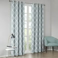 thumbnail image 4 of 84"L Room Blackout Curtains, Printed Ikat Window Drapes with Silver Grommet Top, Thermal Insulated Light Blocking Drape for Bedroom and Apartments, One Window Panel, Aqua, 4 of 9