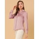 thumbnail image 2 of Camisa de trabajo de manga larga con blusa elegante con cuello en V de oficina para mujer Rosa empolvado XL INSPIRE CHIC Camisa, 2 of 6