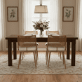 thumbnail image 4 of Noble House Modern Dining Chairs Set of 4, PU Upholstered Easy-Clean Seats with PE Rattan Back,Beige + Natural, 4 of 9
