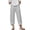 A-Gray, variant on Cotton Linen Pants for Women with Drawstring Cropped Pant Bottoms Lace Eyelet Slit Hem Clothes with Pockets