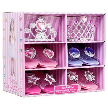 - Fashionista Girl Princess Dress Up and Role Play Collection Shoe set and Jewelry Boutique (12 Piece Dress up Set) Ages 3-10