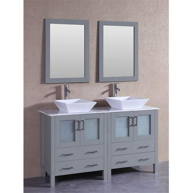 Mercury Import Group AGR230SQCM 60 Po Ensemble de Vanité Double Bosconi - Gris