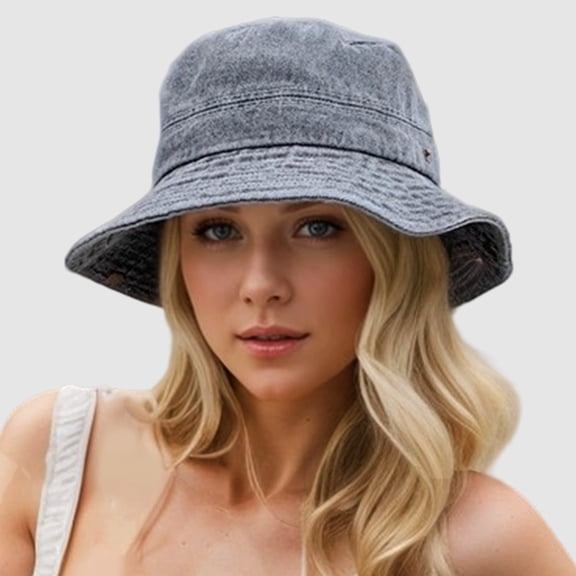 Unisex Casual Denim Wide Brim Sun Hat For Women Men Outdoor Summer Beach Camping Travel Bucket Visor Lightweight Breathable StylishGreyOne Size