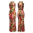 thumbnail image 5 of Yuemengxuan Women Elegant Dress, Tie-dyed Printed Pattern Sleeveless Hollow Out One-piece, 5 of 7