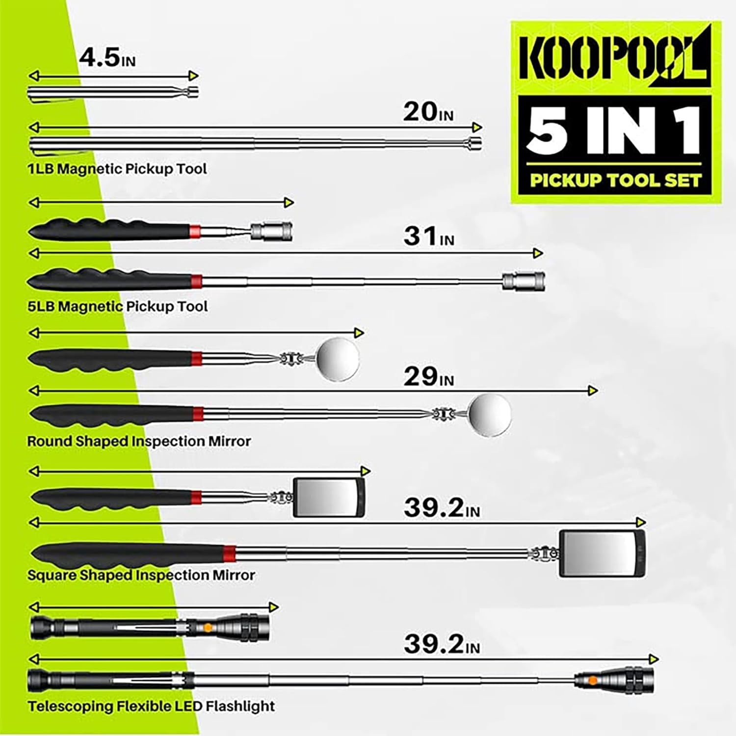 Telescoping Magnetic Pickup Tool Set, Stocking Stuffers, Extendable Magnet Flashlight with Inspection Mirror-Cool Gadgets Gifts Idea & Christmas Gifts for Men, Him, Husband, Handyman, Mechanic