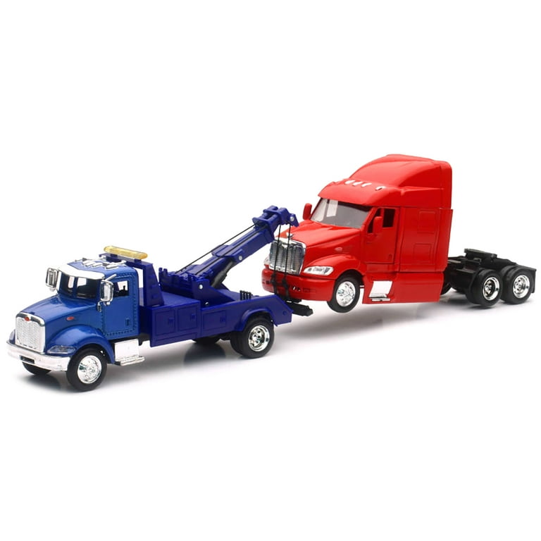 Peterbilt Model 335 Tow Truck Blue and Peterbilt Model 387