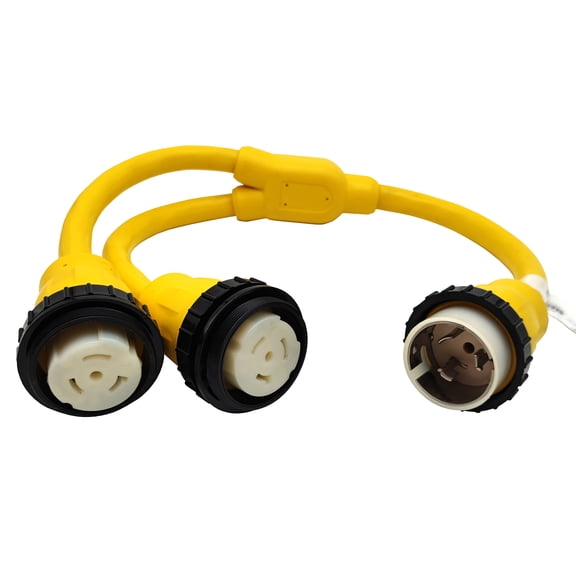 Parkworld 885804 Splitter Marine Shore Power SS2-50P Male Plug to (2) SS1-50R Female Receptacle, (1) 250V to (2) 125V Y Adatper cord