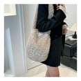 thumbnail image 4 of Xecvkr Fuzzy Tote Bag Faux Fur Soft Bunny Ear Shoulder Crossbody Cute Large Capacity Winter Purse Portable Lightweight for Women Shopping Yoga Daily Work 1 Pack Khaki, 4 of 9