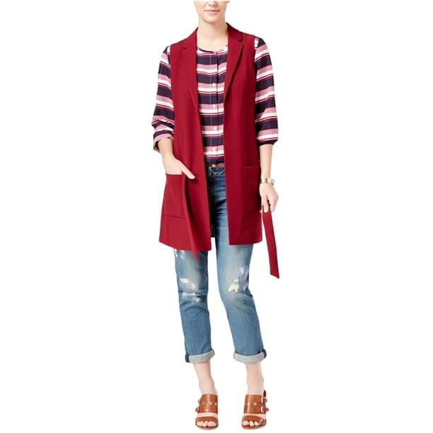 Chaleco de moda Tommy Hilfiger con cinturón para mujer Rojo 16