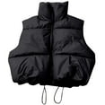 thumbnail image 4 of HAPIMO Womens Puffer Cropped Vest Sleeveless Zip Up Quilted Coat Stand Collar Gilet Jacket with Pockets Black L, 4 of 4
