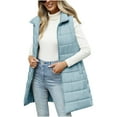 thumbnail image 3 of Frostluinai Puffer Vest Women Stand Collar Sleeveless Long Quilted Jacket Zip Up Lightweight Warm Padded Gilet Coat Outerwear with Pocket, 3 of 10