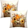 thumbnail image 2 of Autumn Harvest Throw Pillow Covers 20x20 Inch Set of 2 - Farmhouse Pumpking Basket Fall Thanksgiving Holiday Decoration Pillowcases Cushion Cover for Bedroom Porch Couch Sofa, 2 of 5