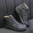 thumbnail image 4 of Wavsuf Winter Boots for Women on Flat Fashion Short Ankle-High Gray Shoes Size 37, 4 of 5