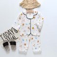 thumbnail image 3 of MEZZALL Kids Baby Boys Girls Dinosaur Animals Floral Button Down Shirt Tops + Long Pants Pajamas Sleepwear Outfits Loungewear Set Trendy, 6-12 Months, 3 of 3