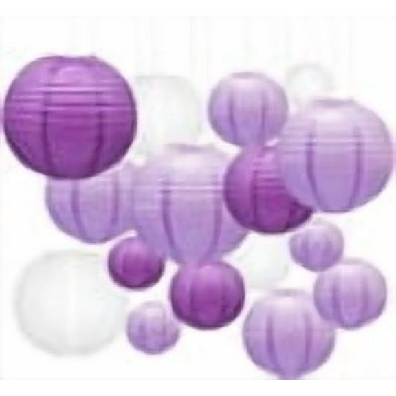 12Pcs Lavender Purple White Round Paper Lanterns,Chinese Hanging Lanterns Decorative,Foldable Paper Lanterns,Home Ceiling Decorations,for Wedding Baby Showers Bridal Showers Birthday Parties