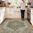 thumbnail image 4 of General Washable 5x5 Rug Square - Ultra Soft Living Room Area Rug Under Sofa Non-Slip Rugs for Bedroom Dining Room - Stain Resistant Farmhouse Decor for Family with Pets & Kids (Green, 5x5), 4 of 12