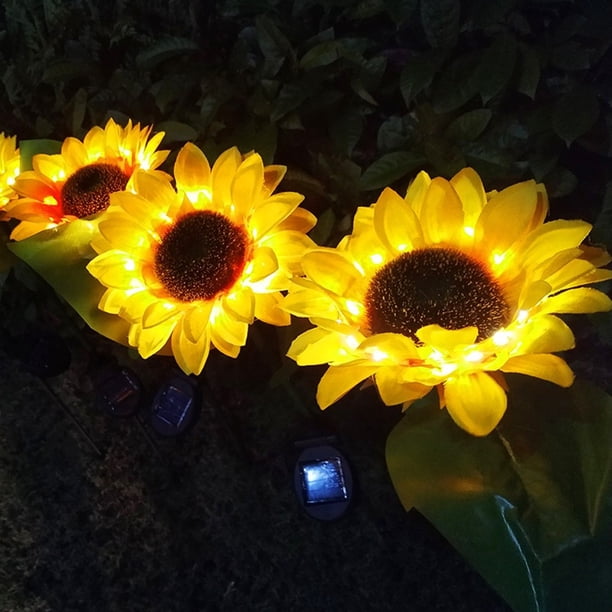 Luces de jardín solares LED Lámpara de girasol impermeable para exteriores | Cambio de color | Tallos ajustables | IP66 resistente a la intemperie | Batería Ni-MH de 1,2 V/600 mAh | 1 paquete