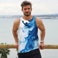 thumbnail image 6 of Pofeuu Blue White Fluid Art Print Men's Workout Tank Tops Sleeveless Muscle Gym Shirt Quick Dry-X-Large, 6 of 7