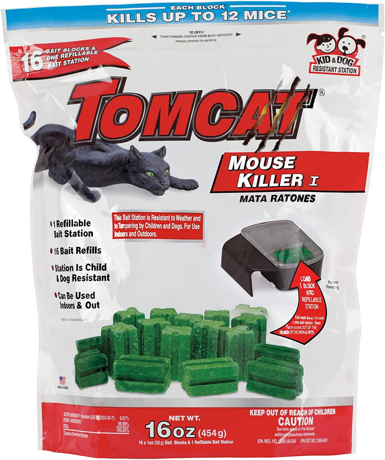 Tomcat Disposable Mouse Bait Station 22610 Station plus 1oz bait