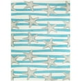 thumbnail image 4 of Balta Sereia Starfish Coastal Striped Area Rug Teal/Grey 2'7" x 7' Runner 8' Runner Runner, Indoor Entryway, Bedroom, Dining Room Taupe, Grey, 4 of 5