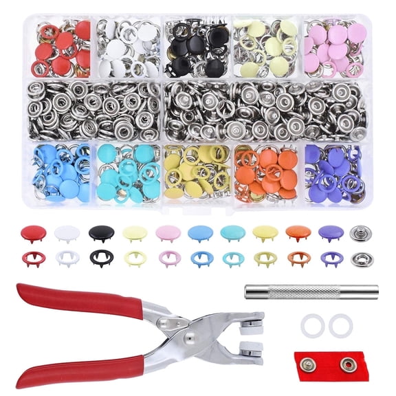 Metal Snaps Buttons with Fastener Pliers Press Tool Kit for DIY Crafts Clothes Hats and Sewing for Clothing Sewing 200 Sets 10 Colors 800 Pcs