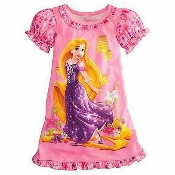 Disney Store Princess Rapunzel Short Sleeve Nightgown Pajama Girl Size 7/8