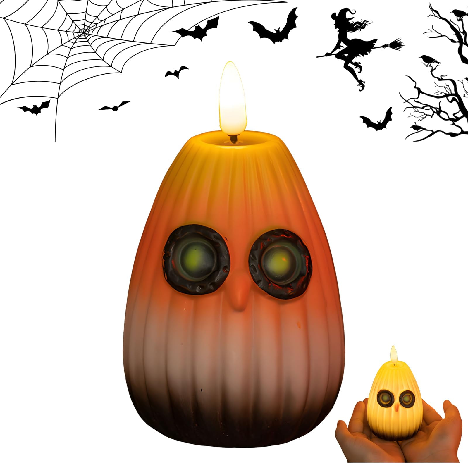 Cute Pumpkin Shaped LED Night Light Halloween Decorative Lamp for Bedroom Owl Design Battery Operated Night Light Spooky Party Decor for Room and Bar 1Pack C