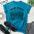 thumbnail image 2 of Feeling Radiant T-shirt, Unisex Women's Men's Shirt, Apocalypse Nuclear Fallout Science Fiction Mutant, Heather Blue, Medium, 2 of 6