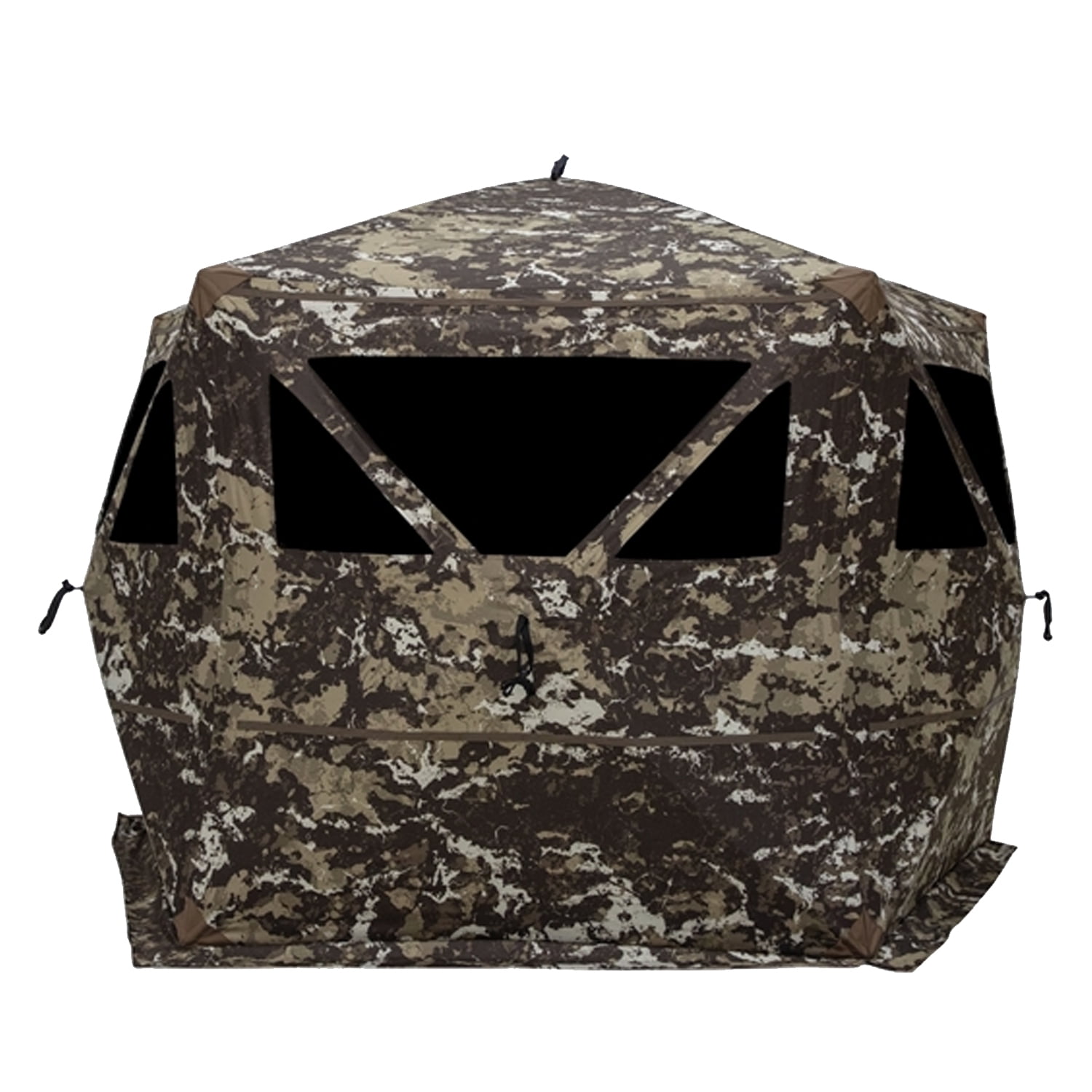 Barronett Blockout 5 Pop Up 4 Person Hunting Blind Ground Tent, Crater Core Camo