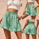 thumbnail image 1 of MKLEKYY Pantalones Cortos Deportivos para Mujer, Informales, Elásticos, de Cintura Alta, con Volantes y Estampado Floral, Cómodos Pantalones Cortos de Playa de Verano con Bolsillo, 1 of 4