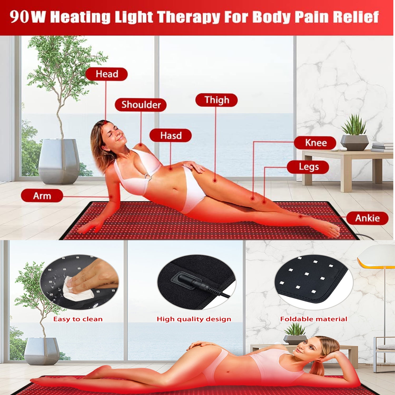 Red Light Therapy Mat for Relaxation,1260LED Red Light Therapy for Body 660nm/850nm Full Body Blanket, Adjustable Brightness and Timer, Great Gift for Elderly, Family, Fitness, Health Enthusiasts