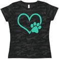 thumbnail image 3 of Inktastic Teal Heart with Paw Print Women's T-Shirt, 3 of 5